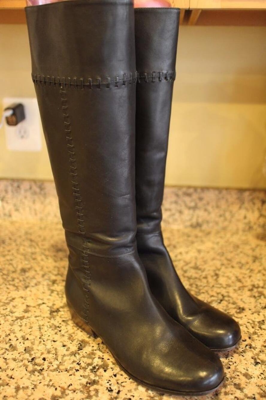 JOIE Women's Black Leather stitch detail Mid Calf Boots Size 39.5 (bota1300